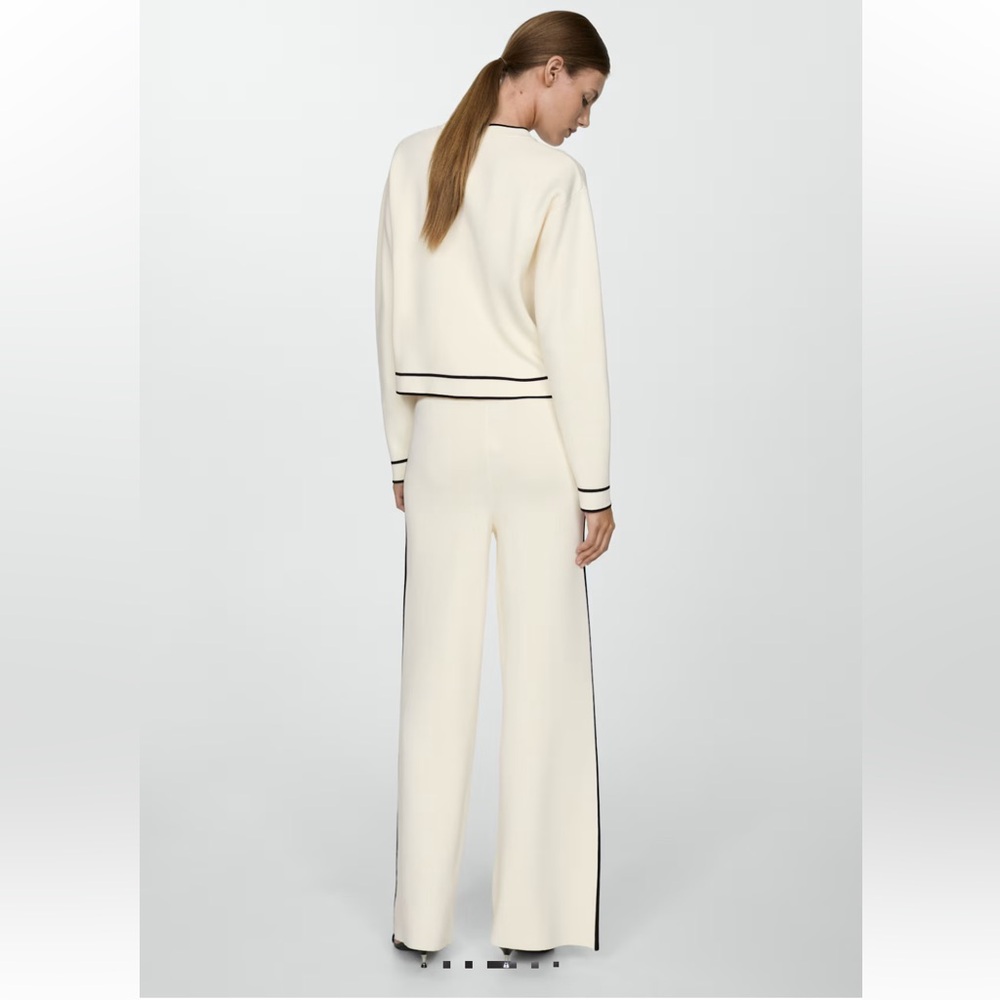 Mango Striped Knitted Cream Trousers, new with tags - Picture 4 of 8